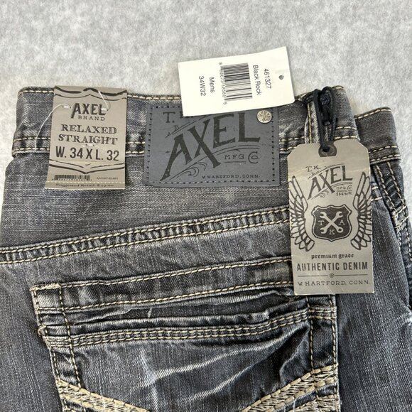 Vintage AXEL Jeans Mens 34x32 Black Rock Gray Relaxed Straight Y2K NWT Denim - Picture 3 of 11
